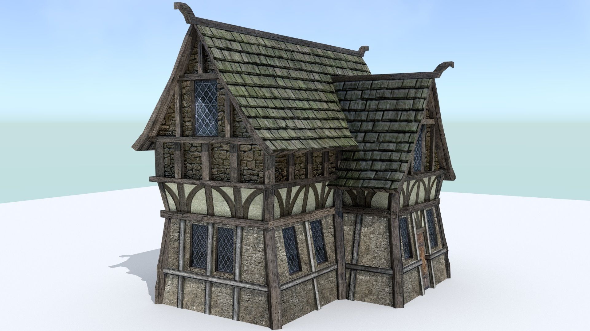 Medieval Village House 1 Low-poly 3D model_1