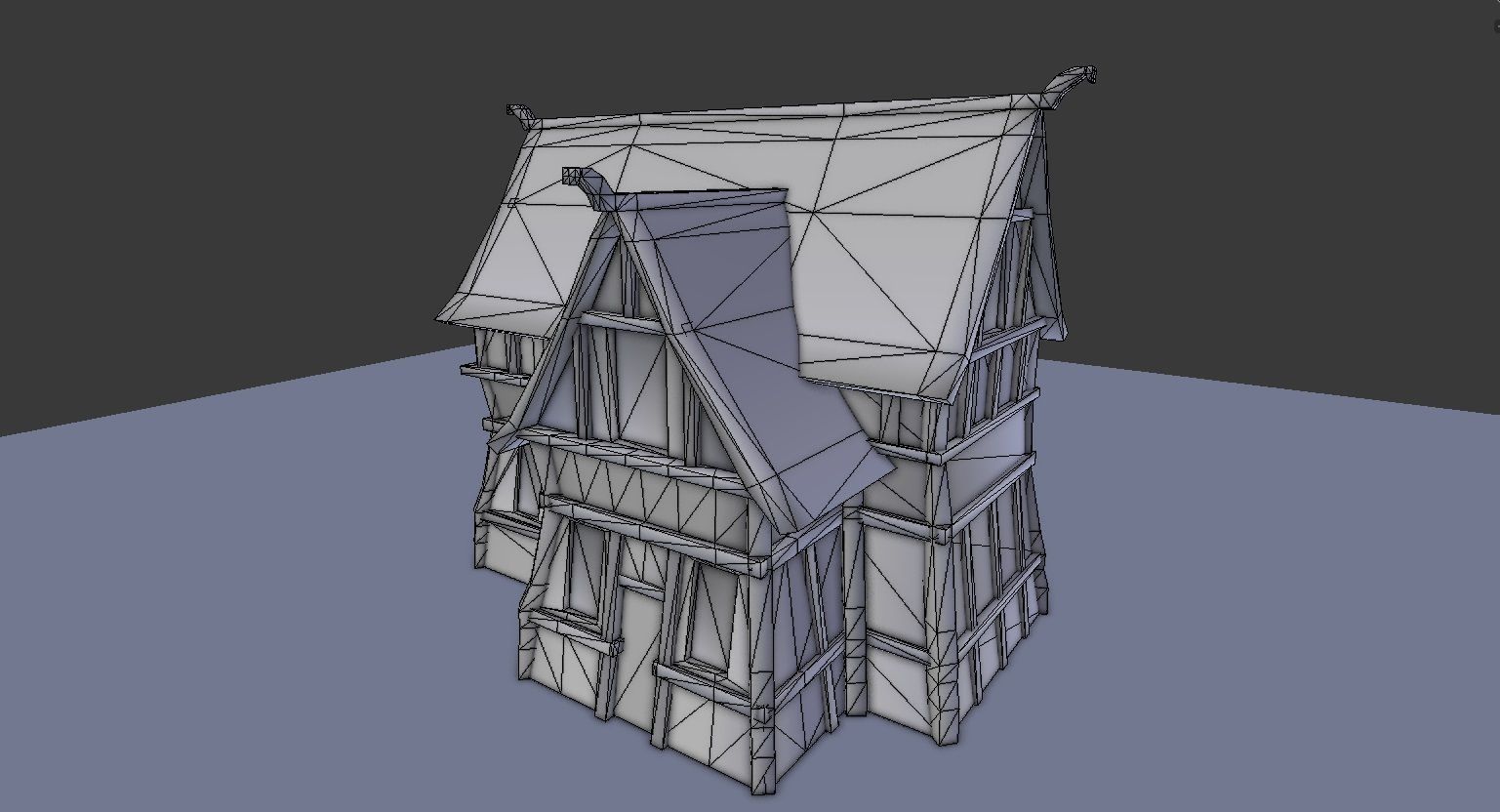 Medieval Village House 1 Low-poly 3D model_4