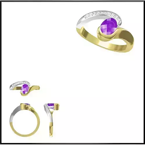 JCD Format  Elegant gold color stone rings cad cam jewelry