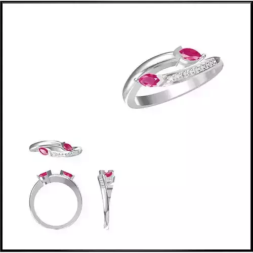 JCD Format  Delicate color stone rings jewelry cad