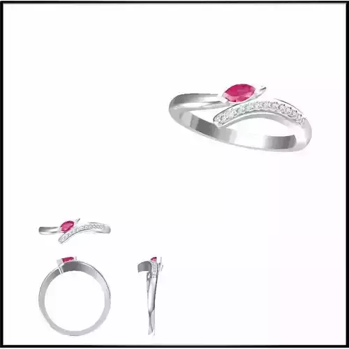 JCD Format  Delicate color stone rings jewellery cad design