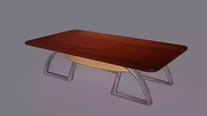 Modern wooden rounded corners table Low-poly 3D model