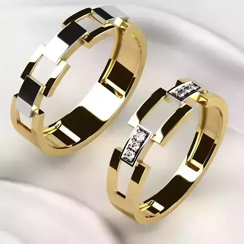 White Rhodium Wedding Rings 3D print model