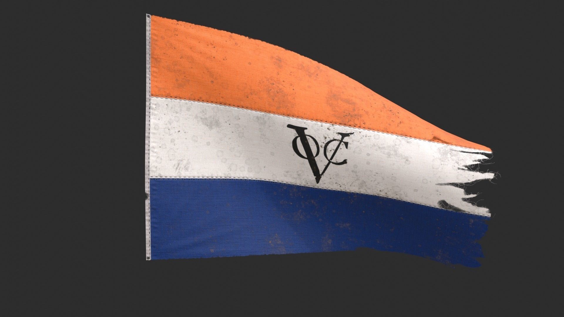 Dutch East Indies Company Flag 1602-1798 Low-poly 3D model_5