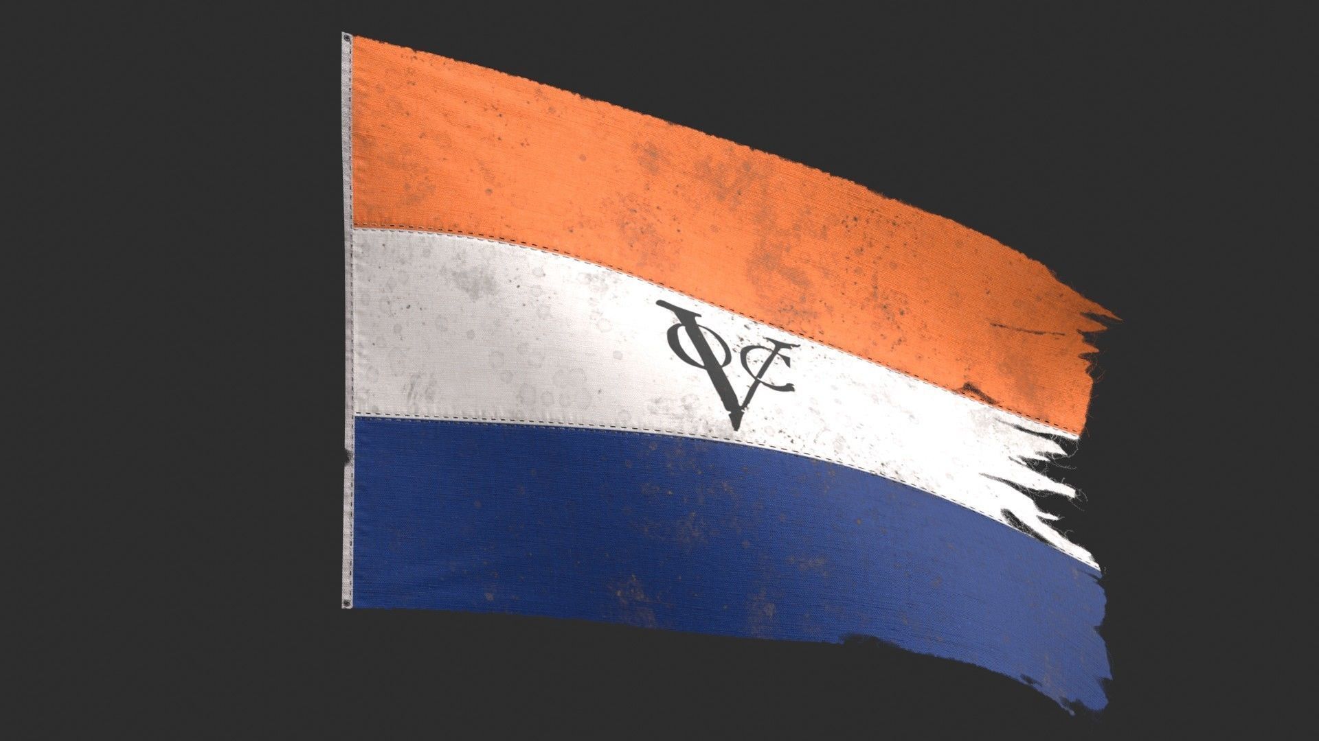Dutch East Indies Company Flag 1602-1798 Low-poly 3D model_3