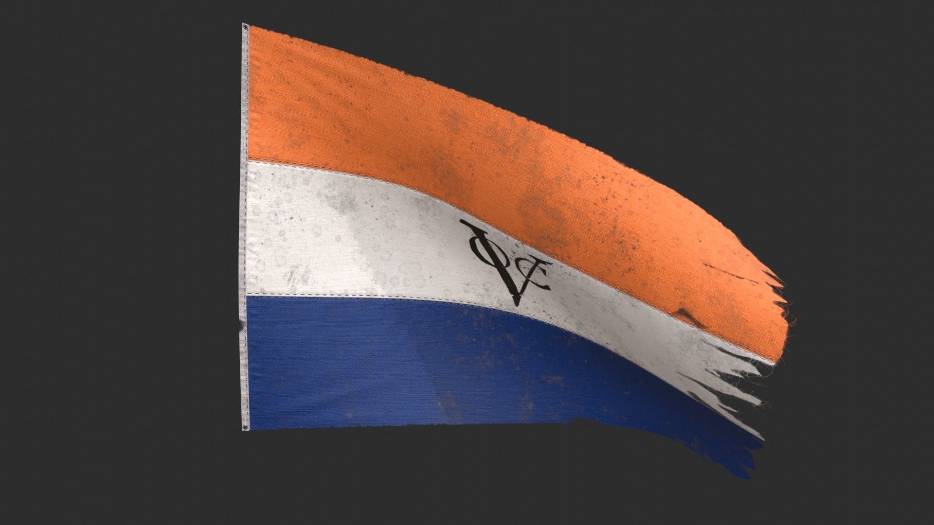Dutch East Indies Company Flag 1602-1798 Low-poly 3D model_4