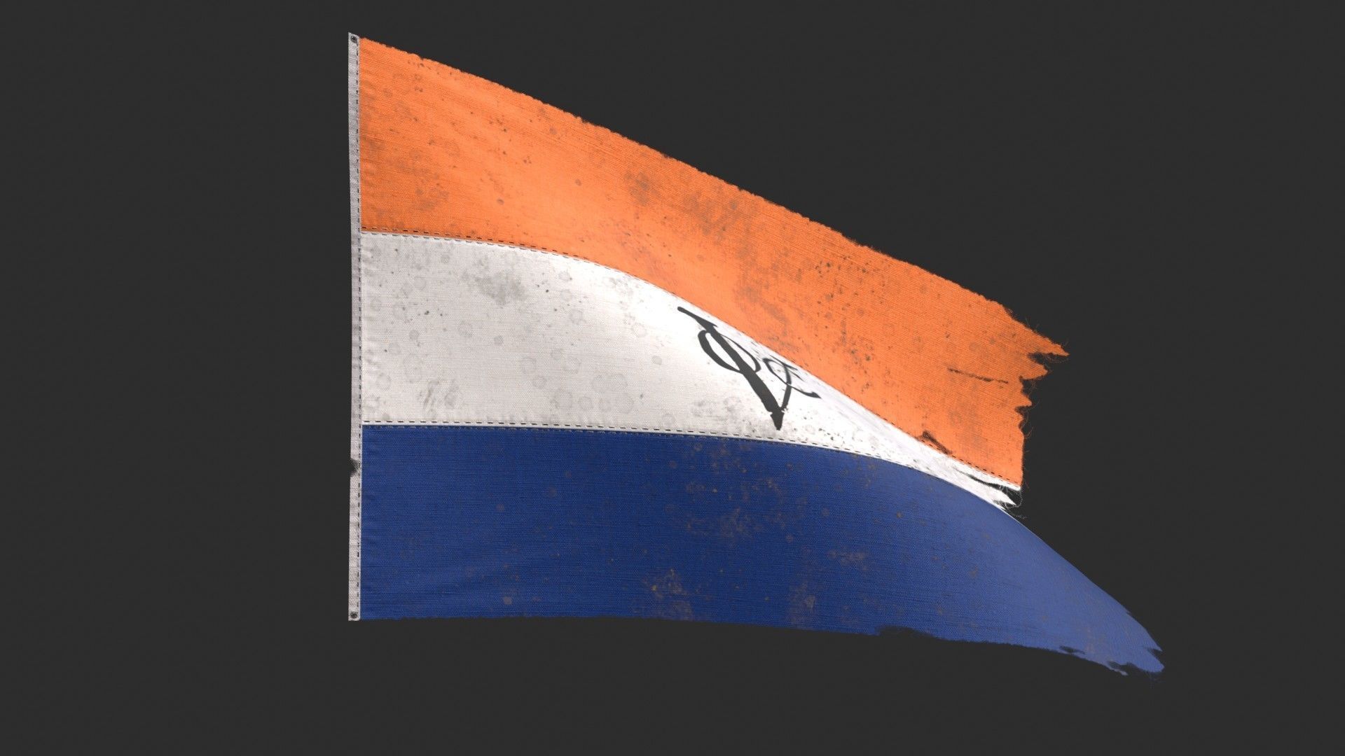 Dutch East Indies Company Flag 1602-1798 Low-poly 3D model_6