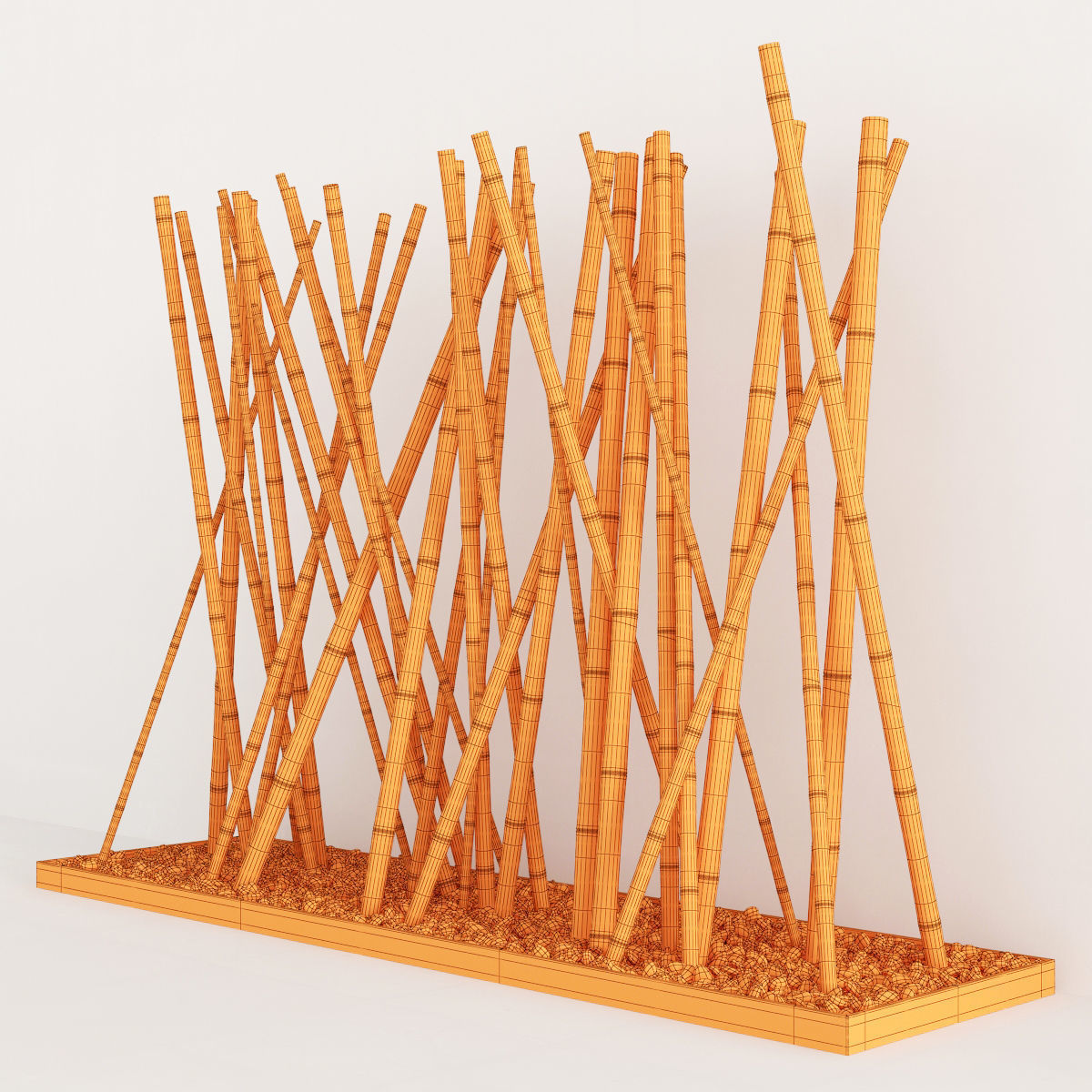 Bamboo decor fundament board pebble 3D model_7