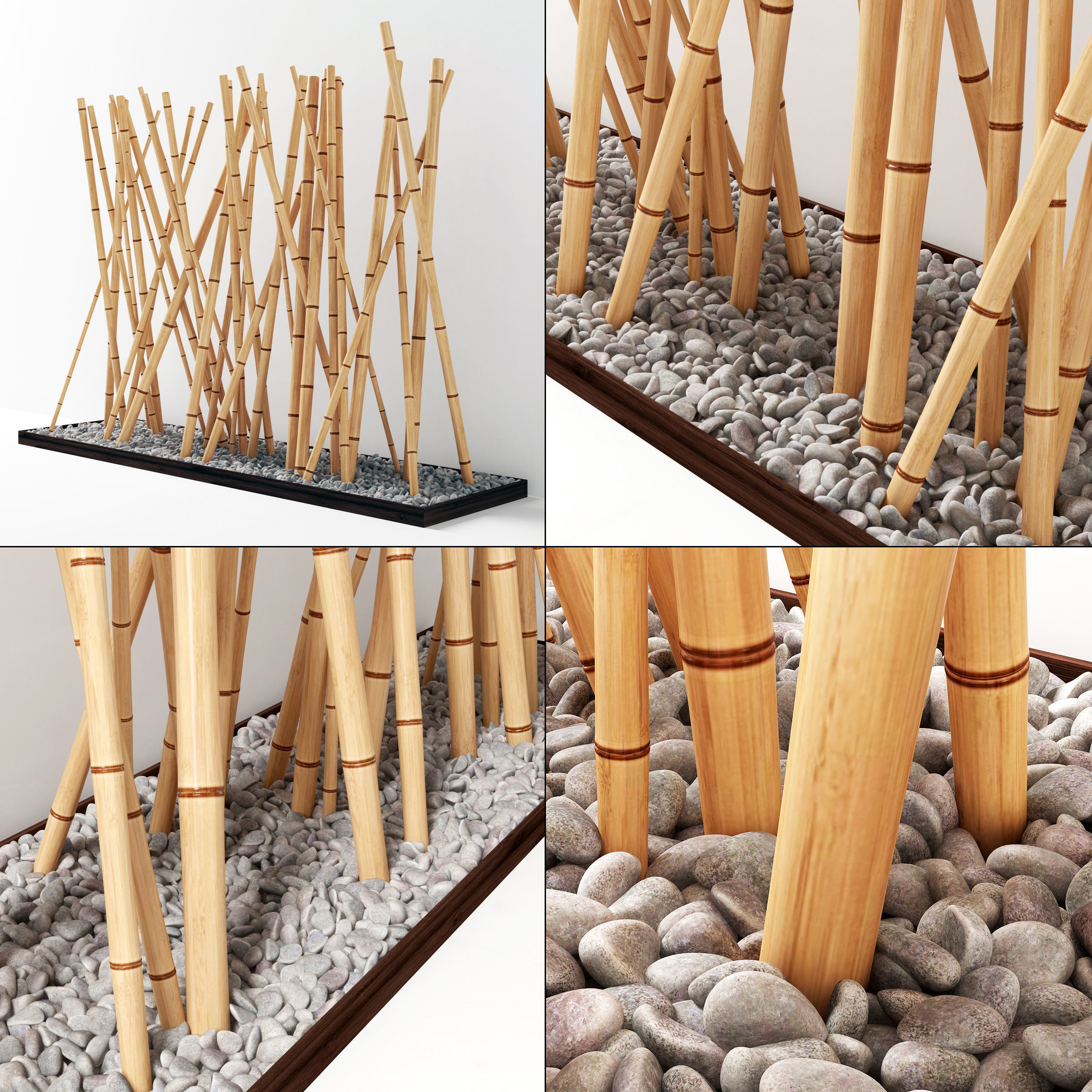 Bamboo decor fundament board pebble 3D model_3