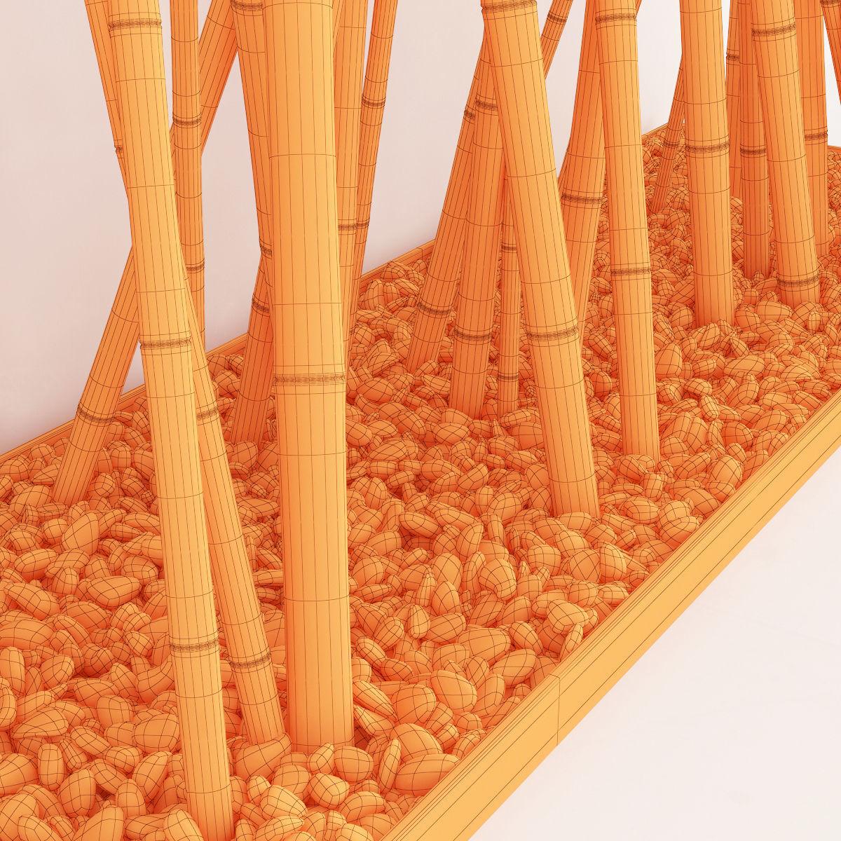 Bamboo decor fundament board pebble 3D model_9