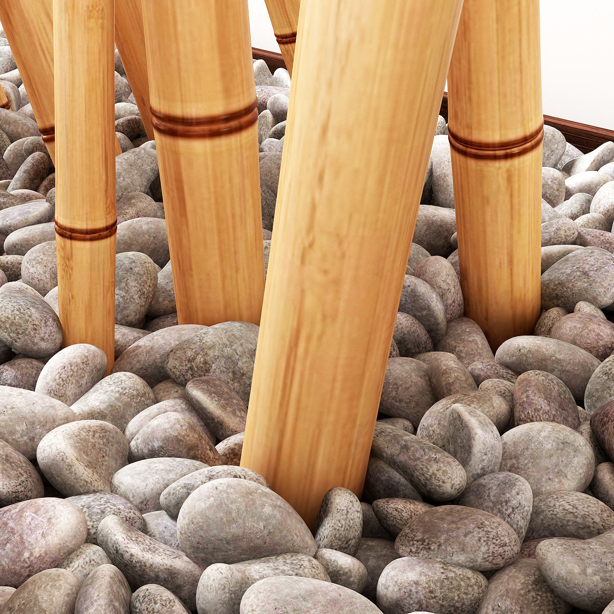 Bamboo decor fundament board pebble 3D model_4