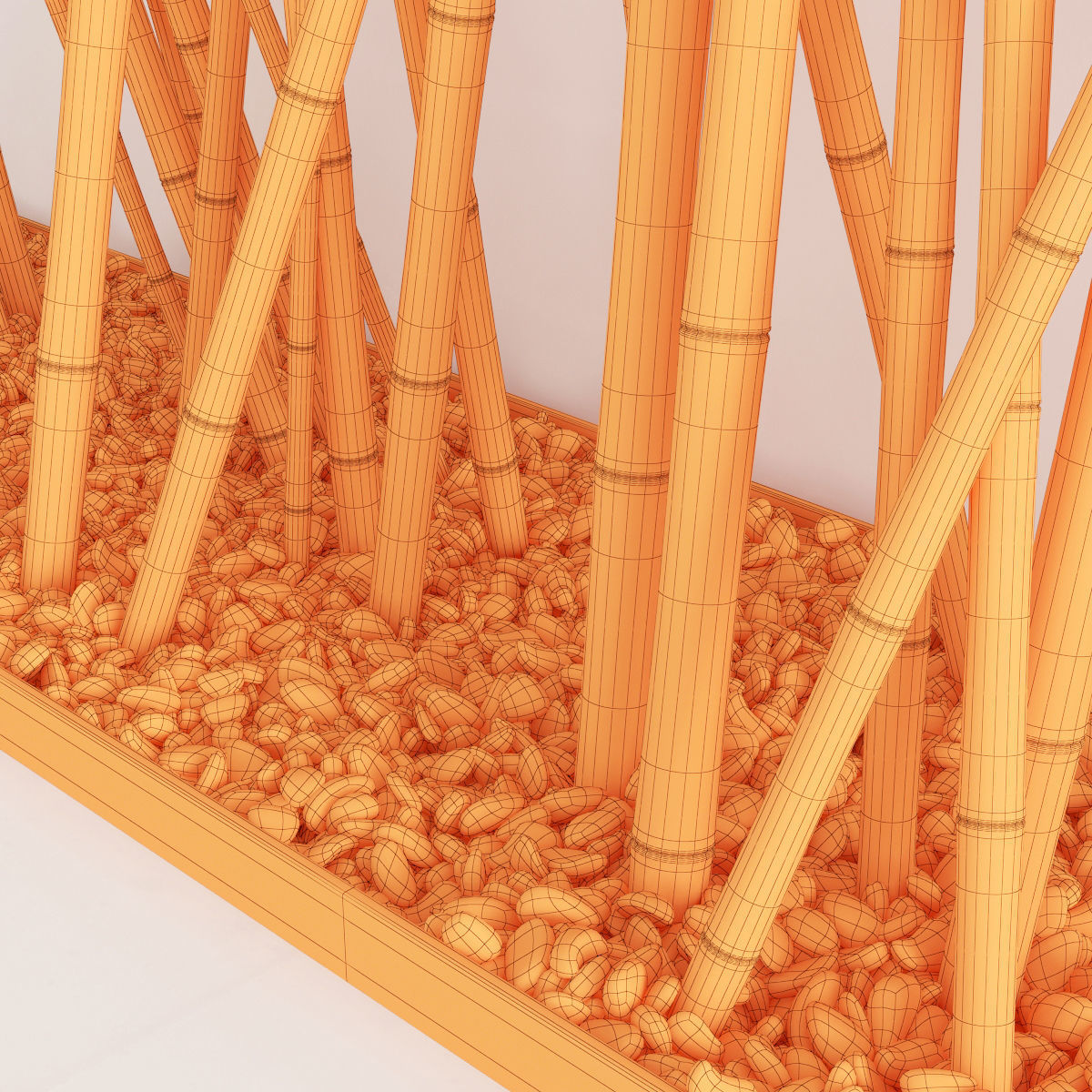Bamboo decor fundament board pebble 3D model_8