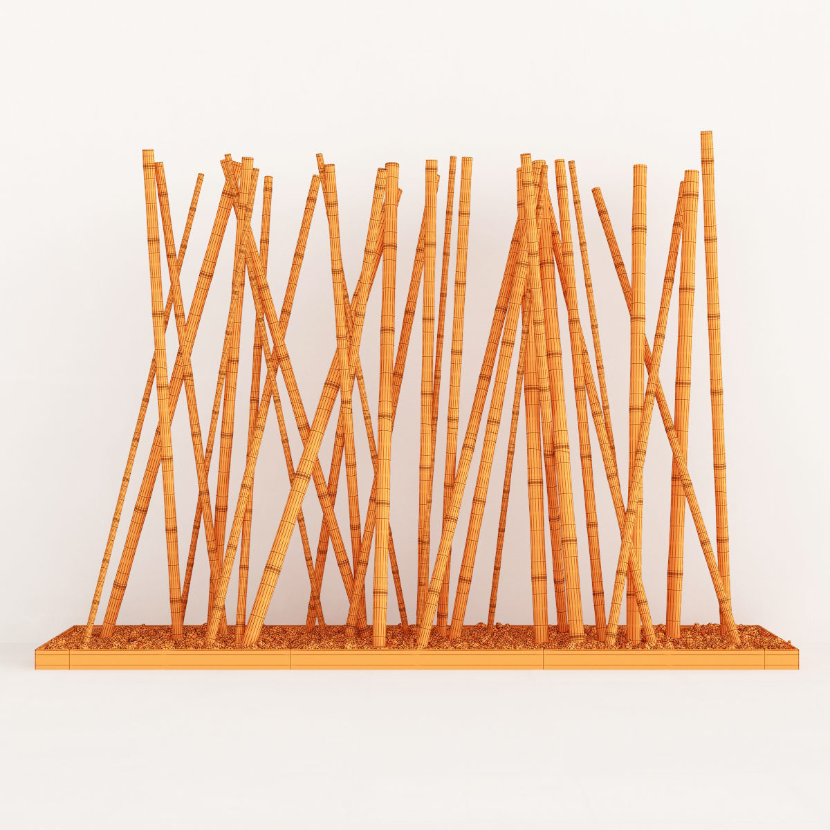 Bamboo decor fundament board pebble 3D model_10