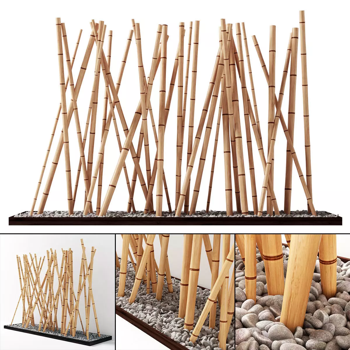 Bamboo decor fundament board pebble 3D model_0