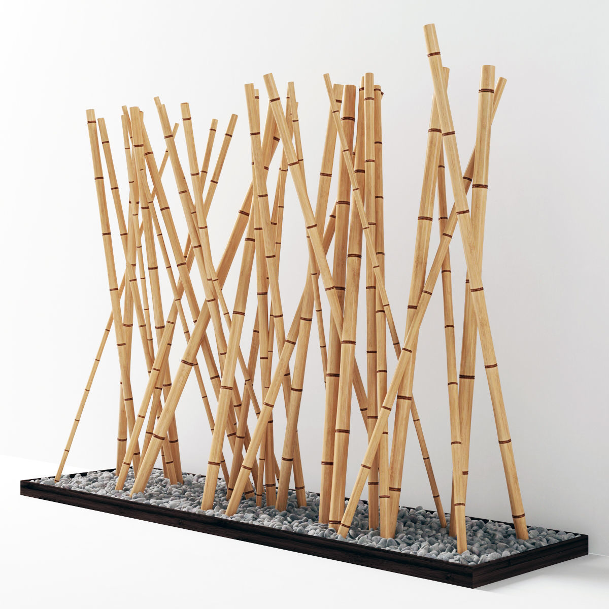 Bamboo decor fundament board pebble 3D model_2