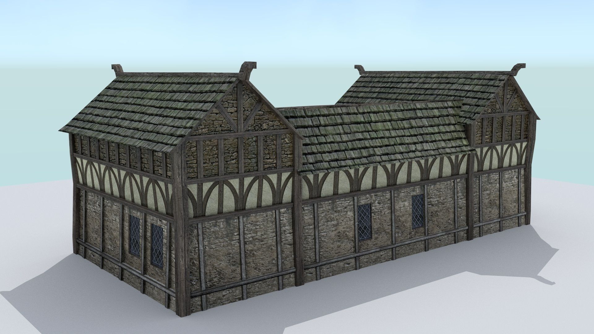 Medieval Village Stable Low-poly 3D model_2