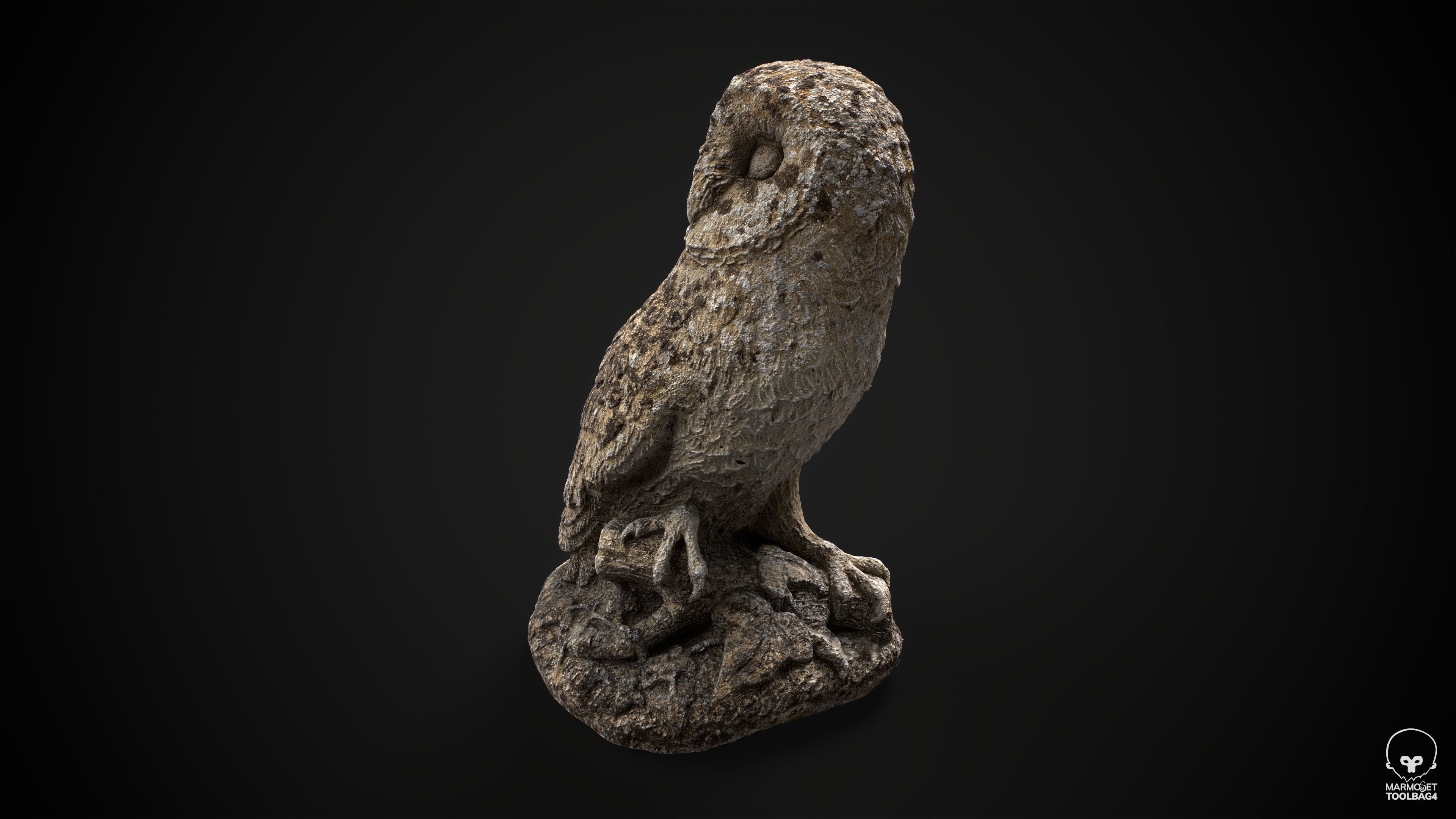 NANITE UE5 - Scanned Stone Owl Statue 3D model_1
