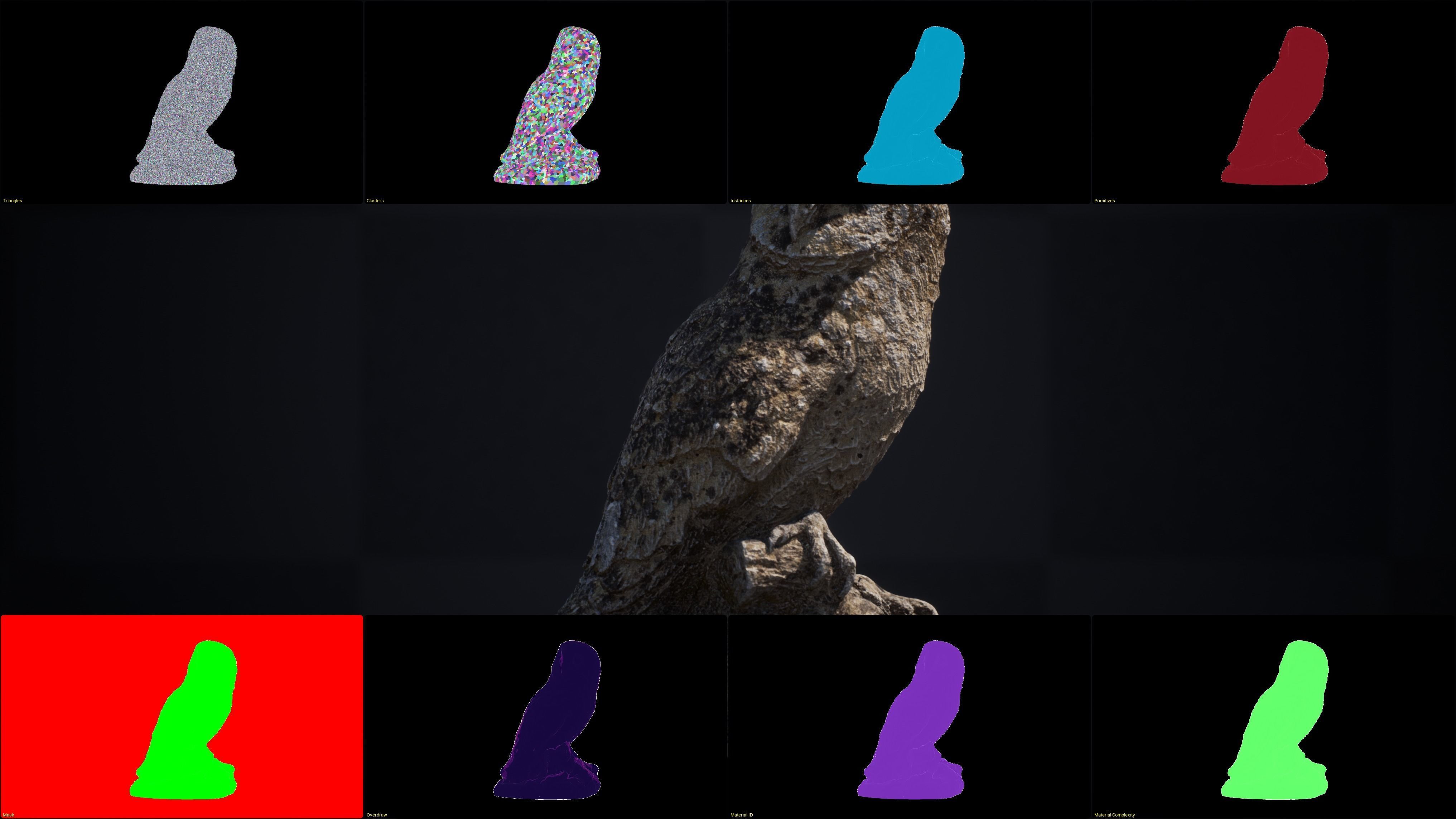 NANITE UE5 - Scanned Stone Owl Statue 3D model_5