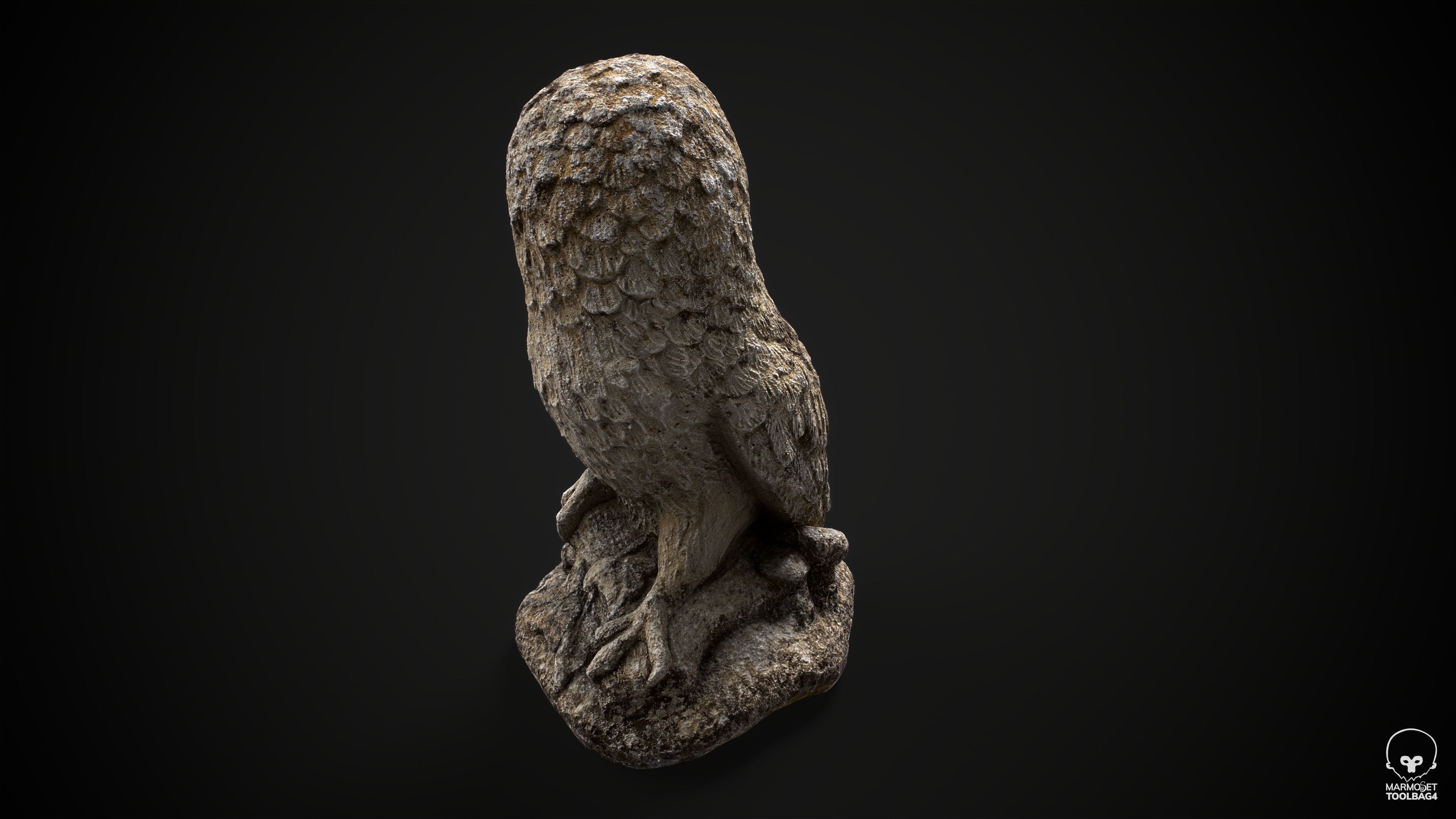 NANITE UE5 - Scanned Stone Owl Statue 3D model_2