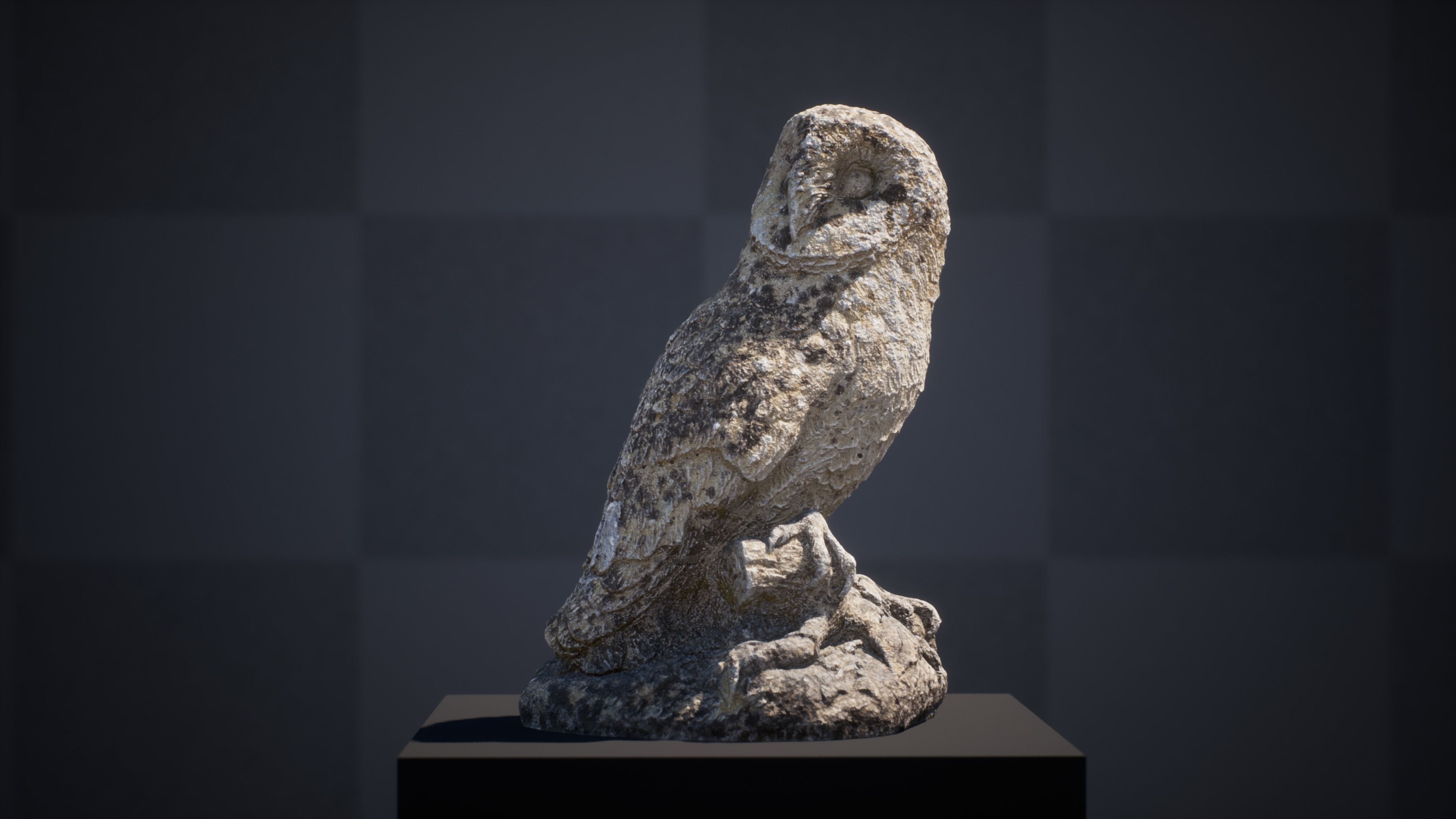 NANITE UE5 - Scanned Stone Owl Statue 3D model_3