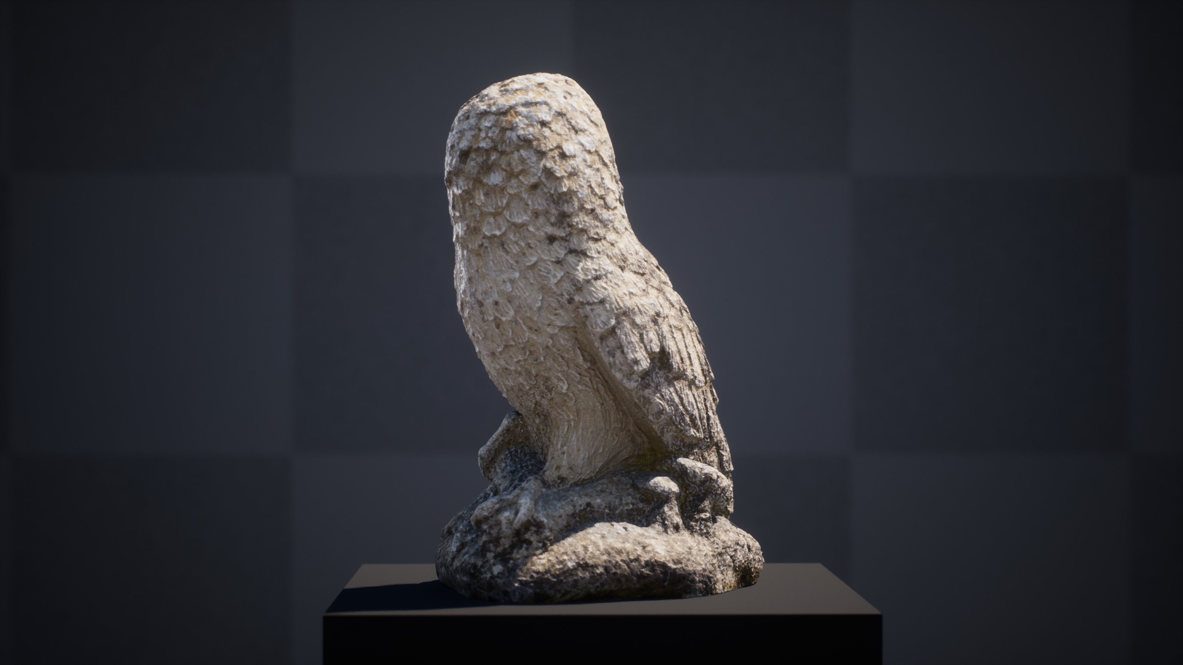 NANITE UE5 - Scanned Stone Owl Statue 3D model_4