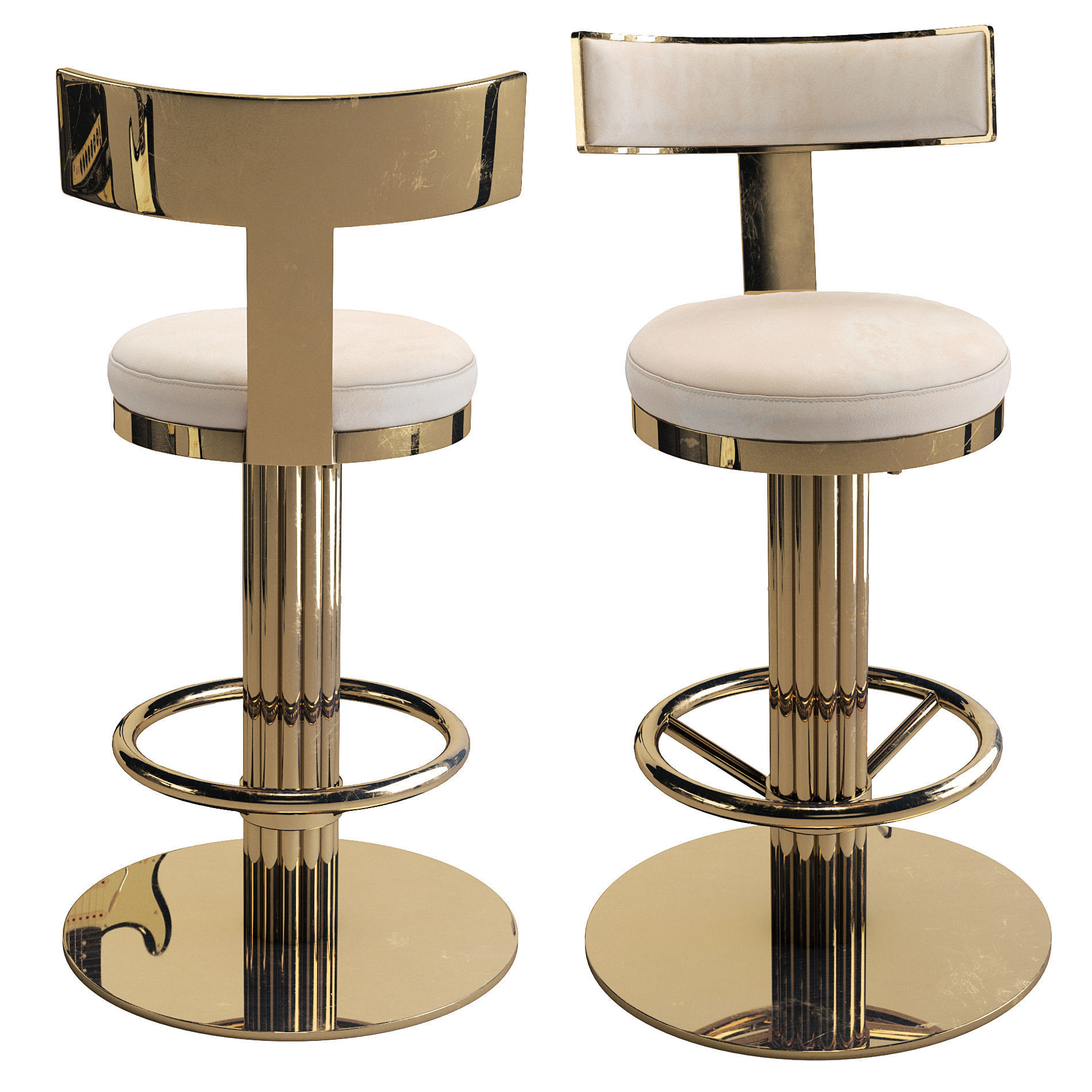 Oscar Swivel Gold Counter Chair 3D model_6