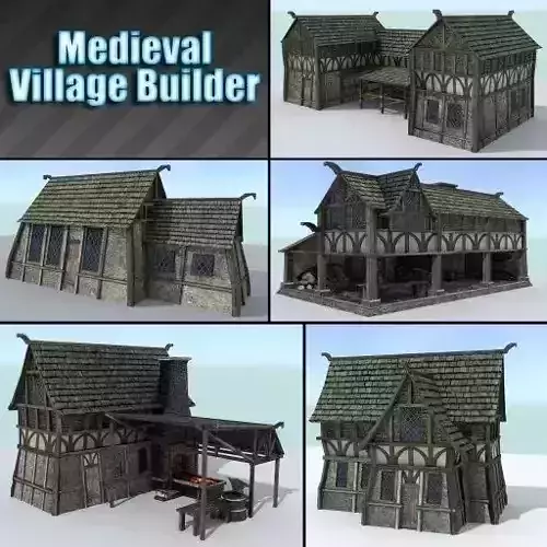 Medieval Village Builder Low-poly 3D model