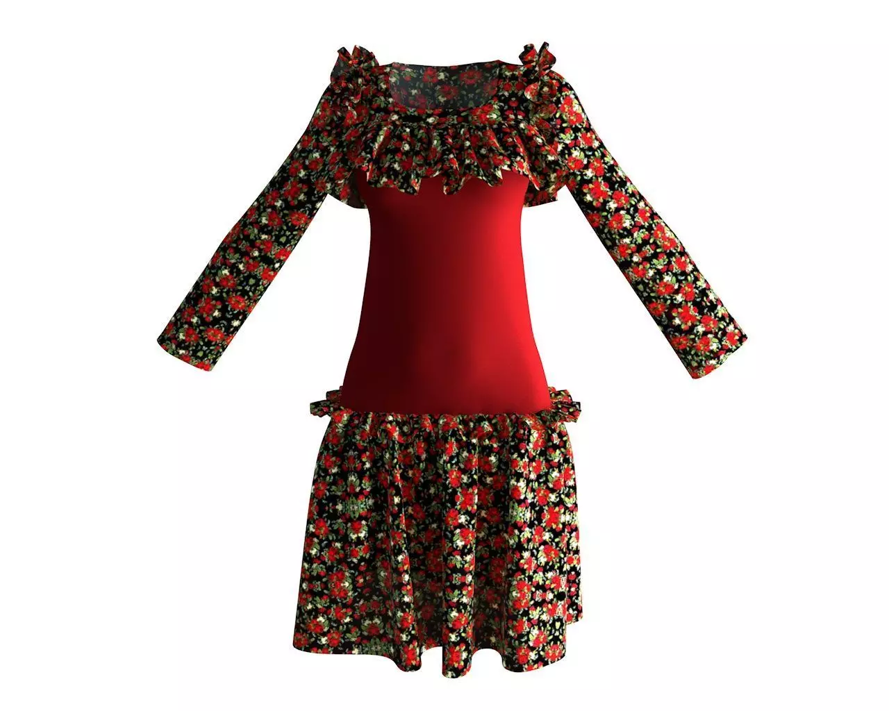 Stylish Designer Women Drop Waist Dress 3D model 3D model_0