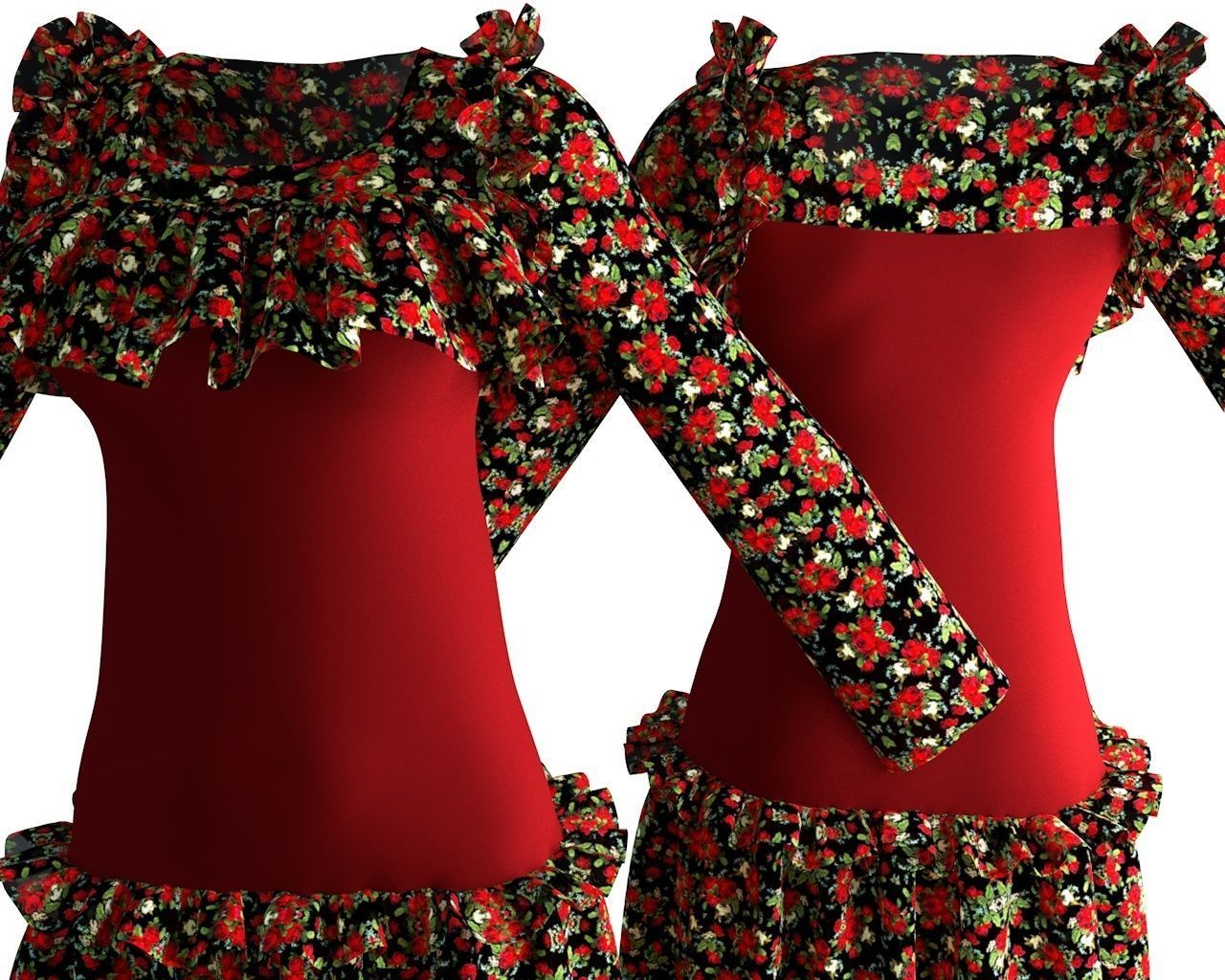 Stylish Designer Women Drop Waist Dress 3D model 3D model_12