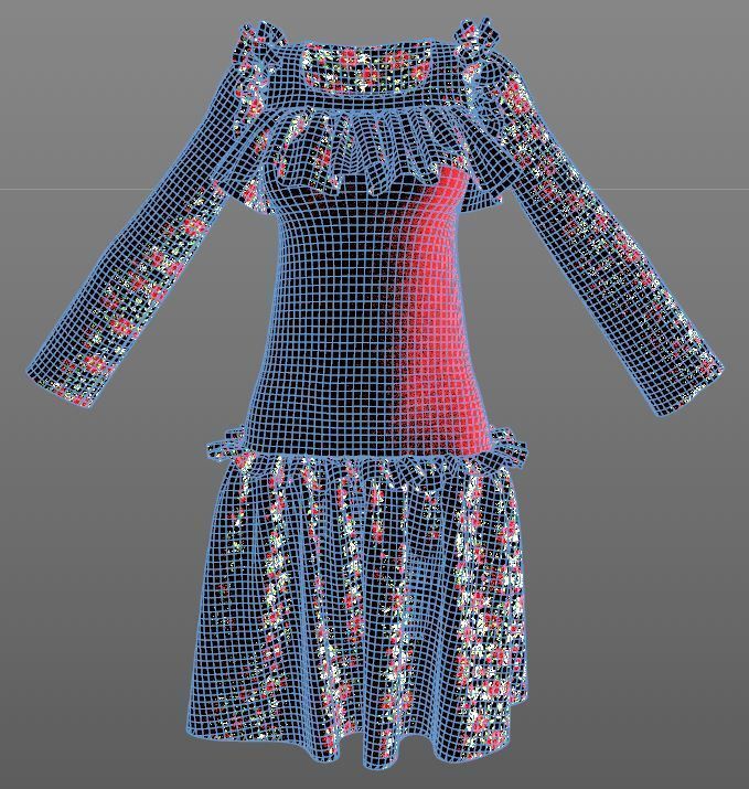 Stylish Designer Women Drop Waist Dress 3D model 3D model_3