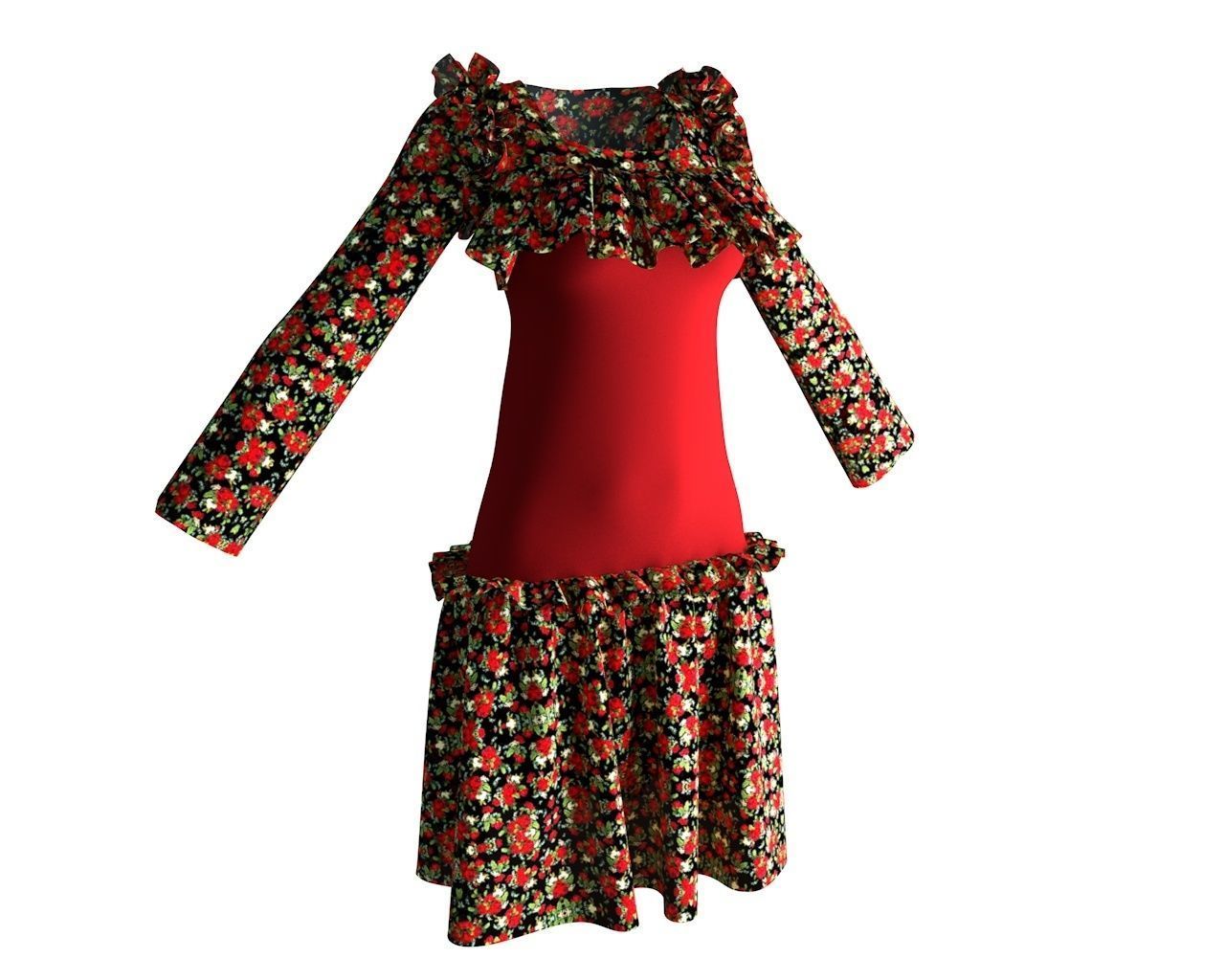 Stylish Designer Women Drop Waist Dress 3D model 3D model_5