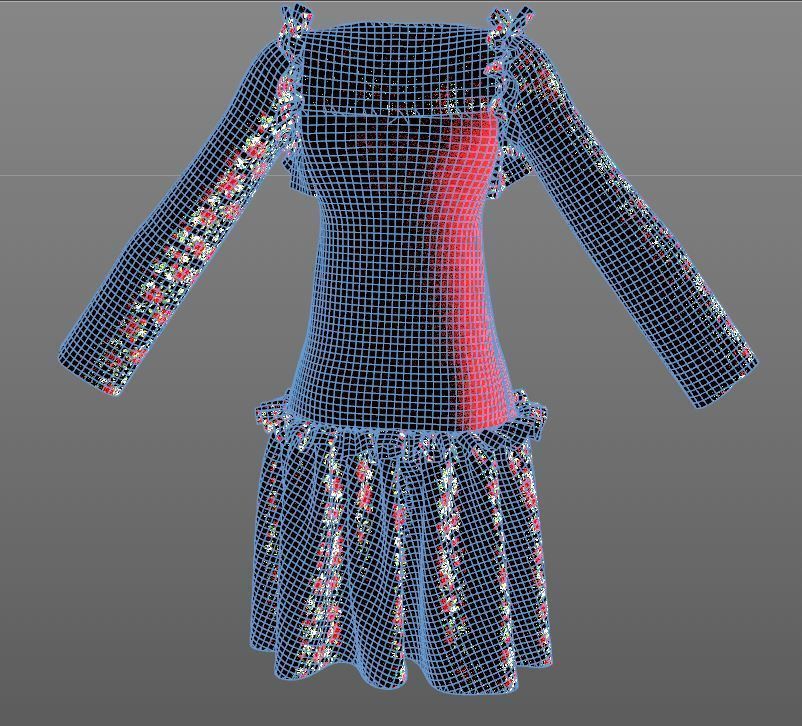 Stylish Designer Women Drop Waist Dress 3D model 3D model_4