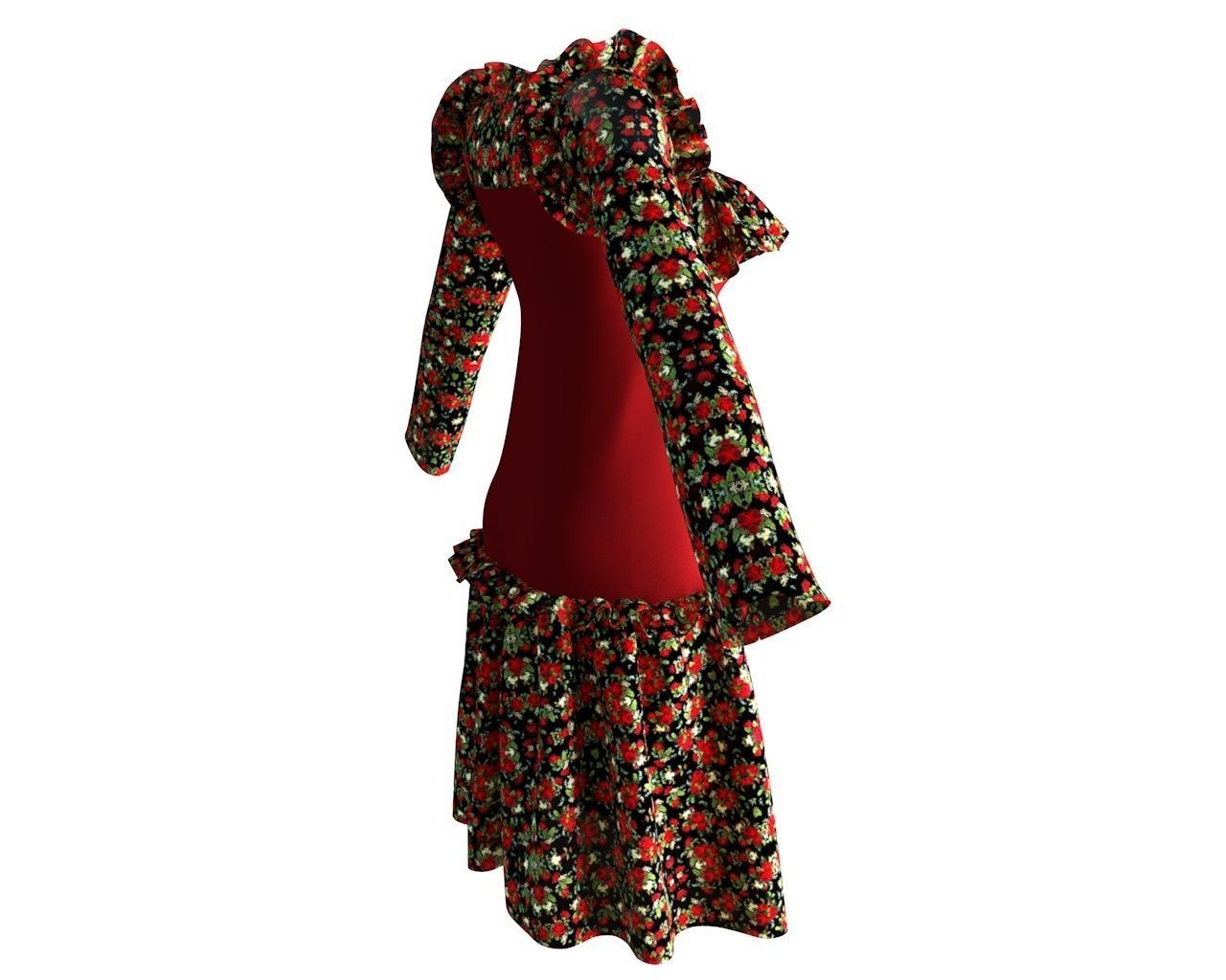 Stylish Designer Women Drop Waist Dress 3D model 3D model_8