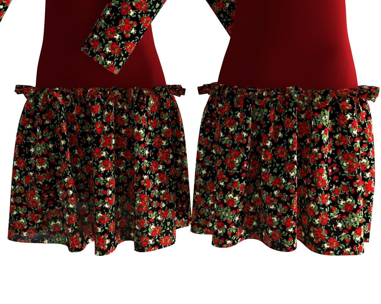 Stylish Designer Women Drop Waist Dress 3D model 3D model_2