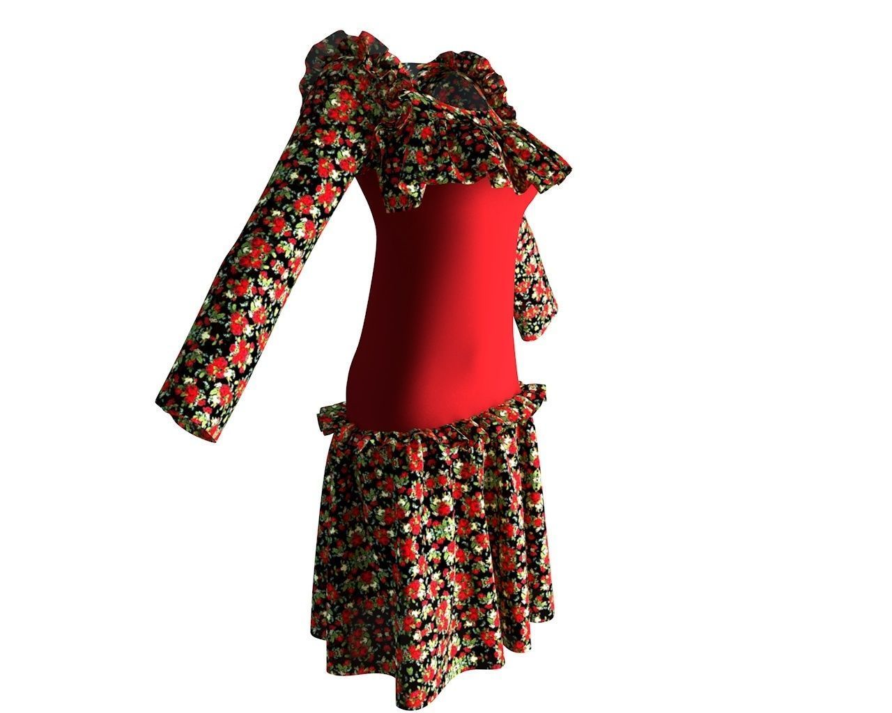 Stylish Designer Women Drop Waist Dress 3D model 3D model_6