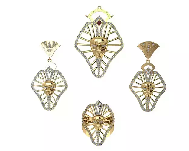 Cleopatra egyptian jewelry with gold and diamonds