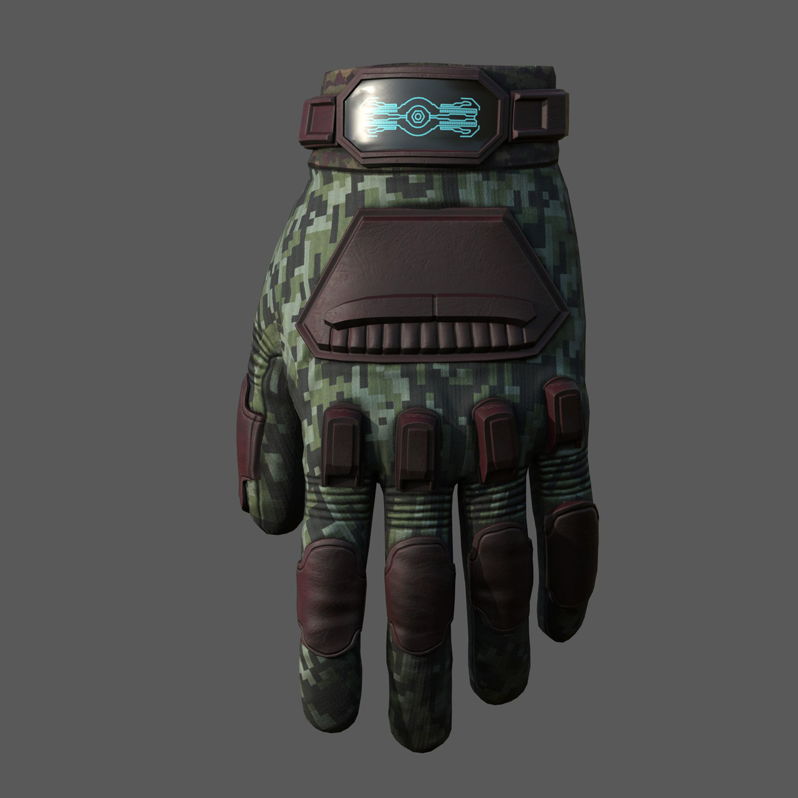 Gloves military human fantasy scifi cloth protection camouflage Low-poly 3D model_1