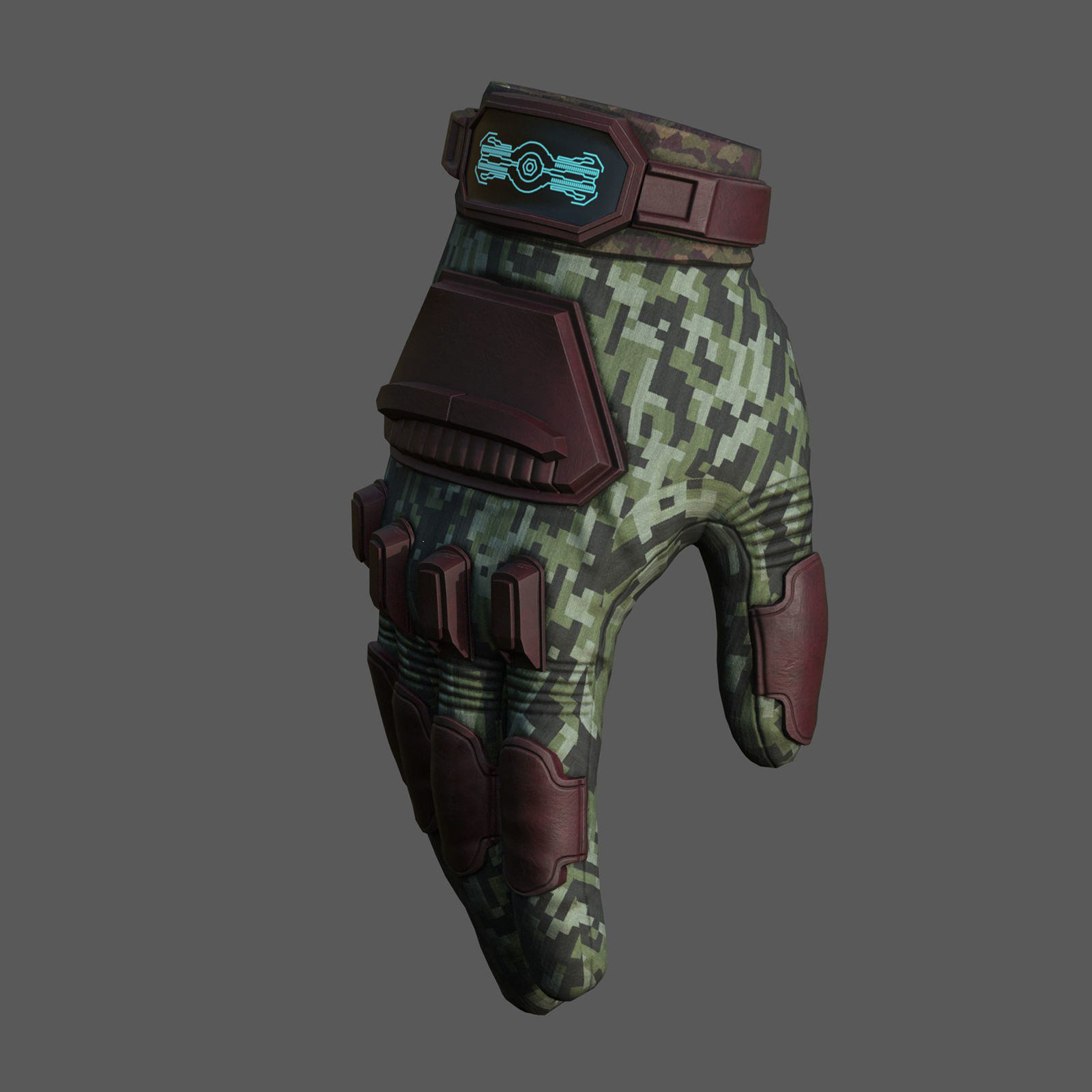 Gloves military human fantasy scifi cloth protection camouflage Low-poly 3D model_2