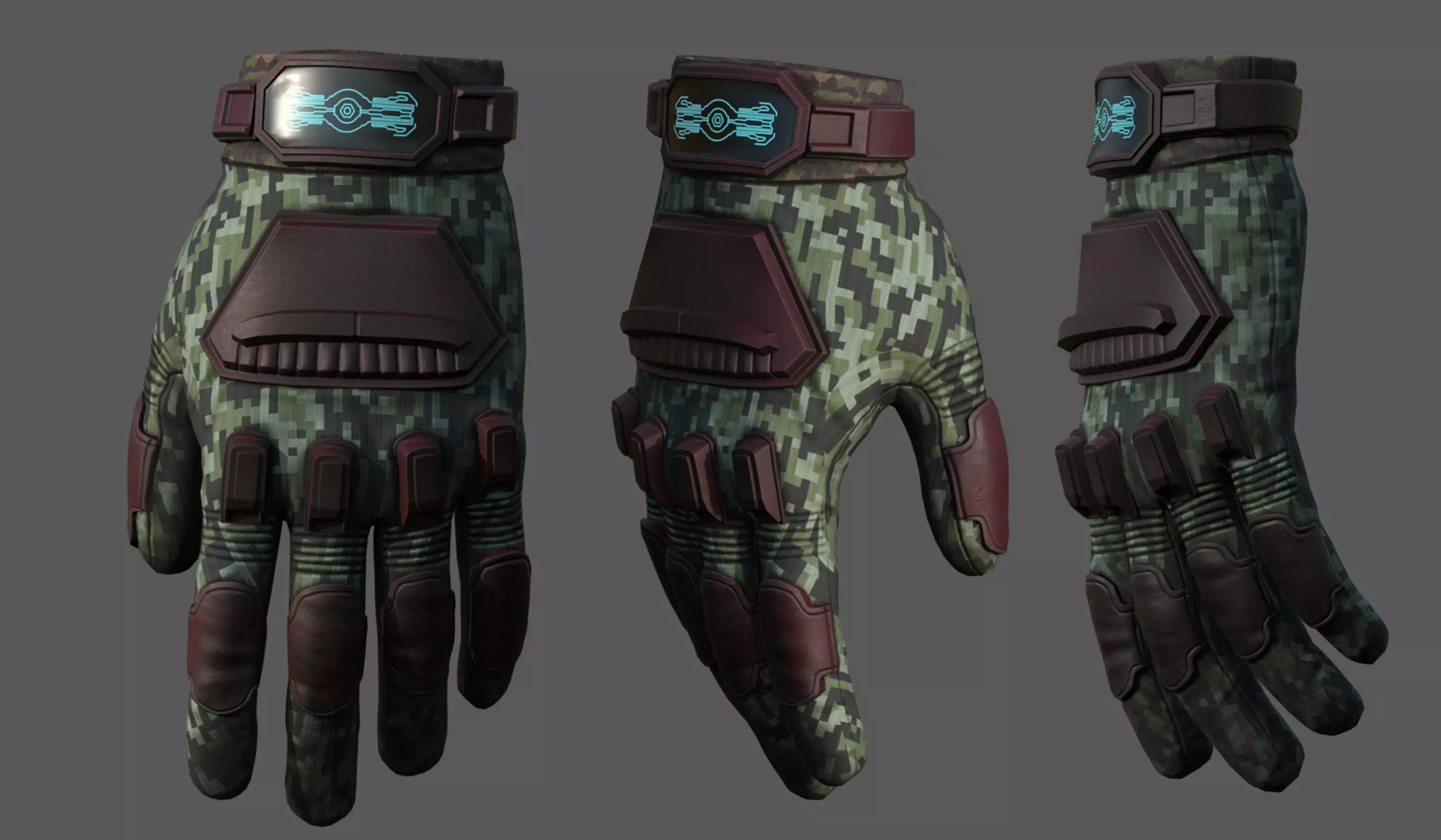 Gloves military human fantasy scifi cloth protection camouflage Low-poly 3D model_0