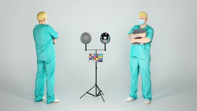 Male surgical doctor with a folder 41 Low-poly 3D model