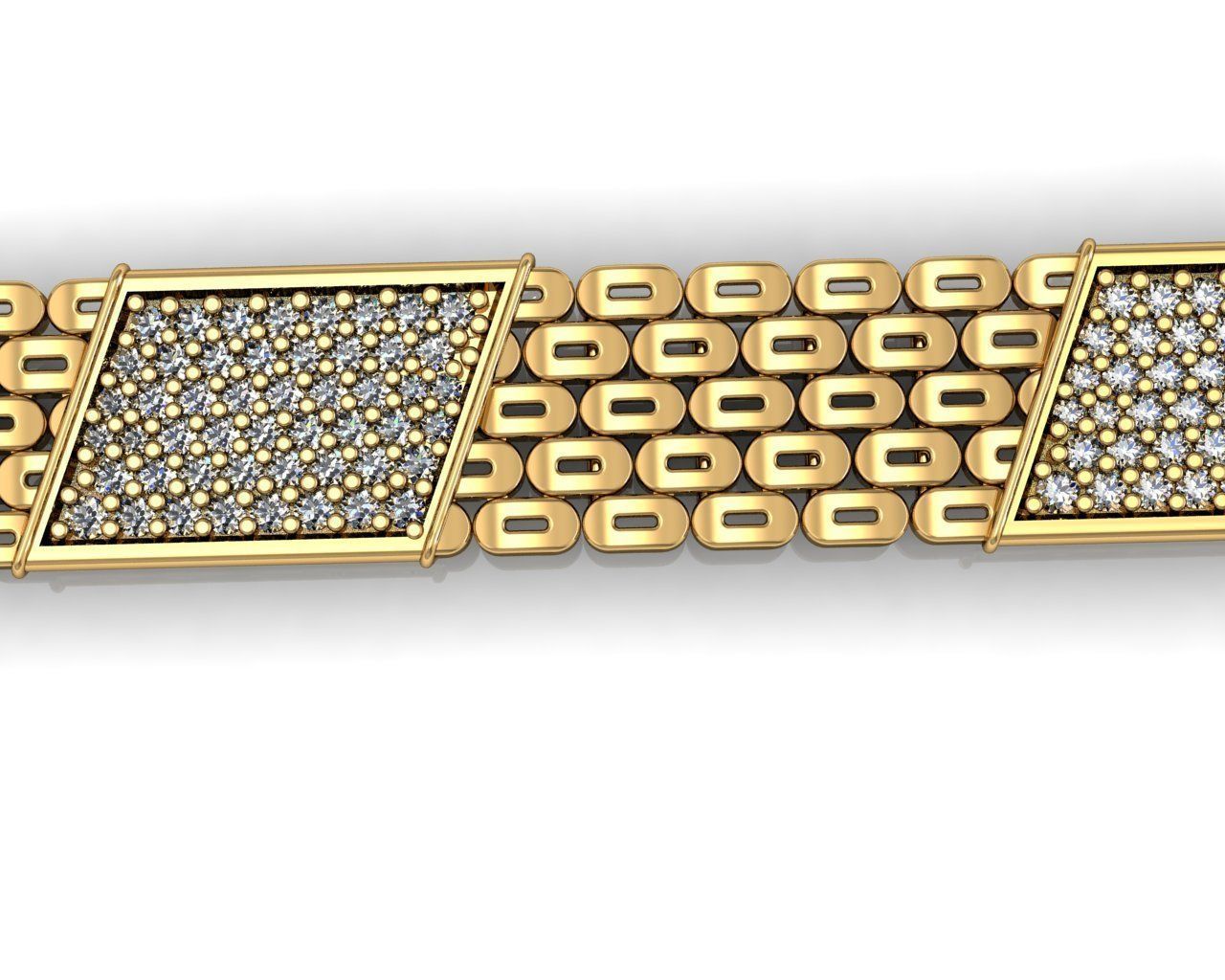 GENTS DIAMOND JOLLY BRACELET LINK JEWELRY FOR ALL CAM MACHINE 3D print model_9