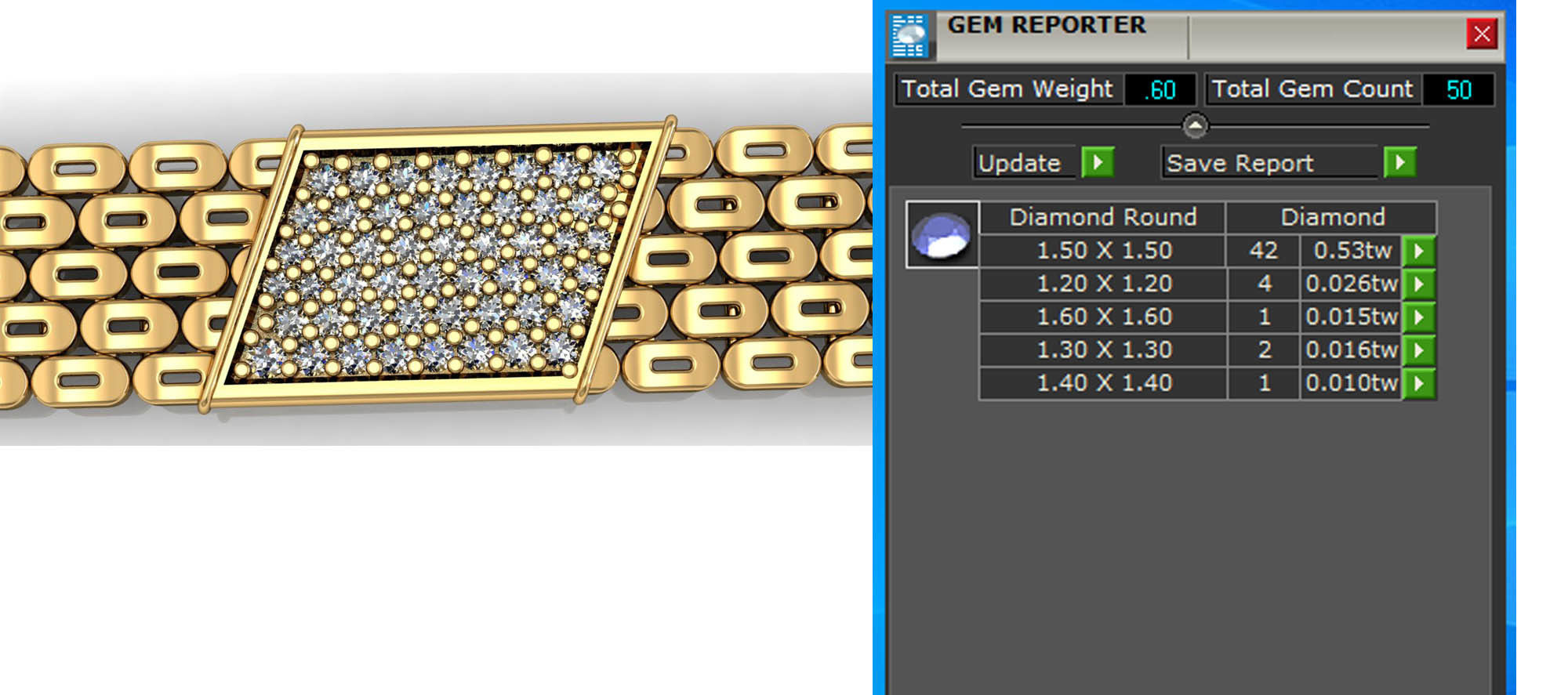 GENTS DIAMOND JOLLY BRACELET LINK JEWELRY FOR ALL CAM MACHINE 3D print model_8