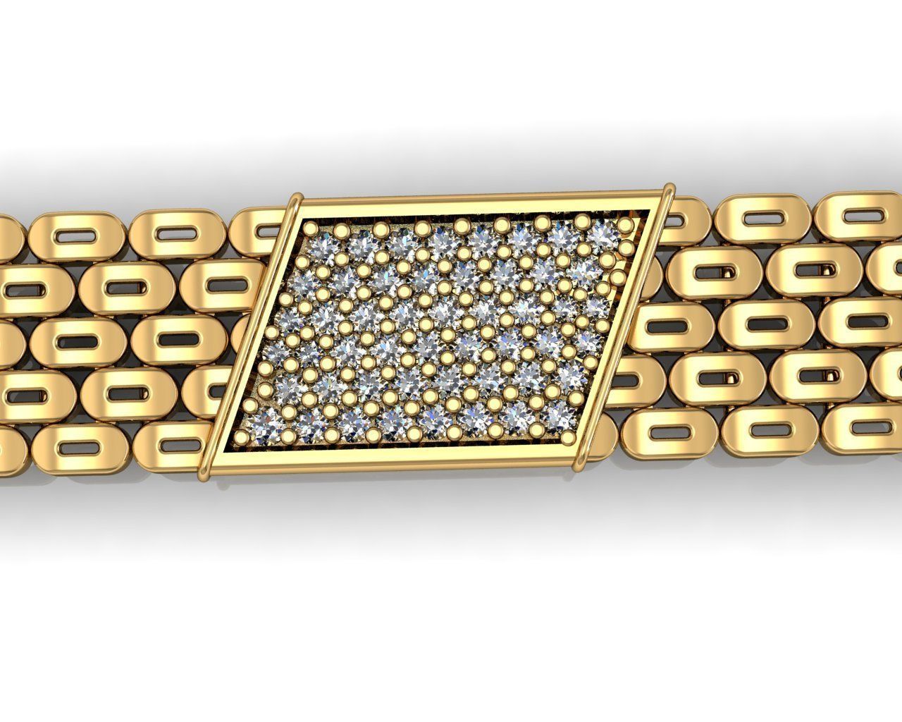 GENTS DIAMOND JOLLY BRACELET LINK JEWELRY FOR ALL CAM MACHINE 3D print model_10