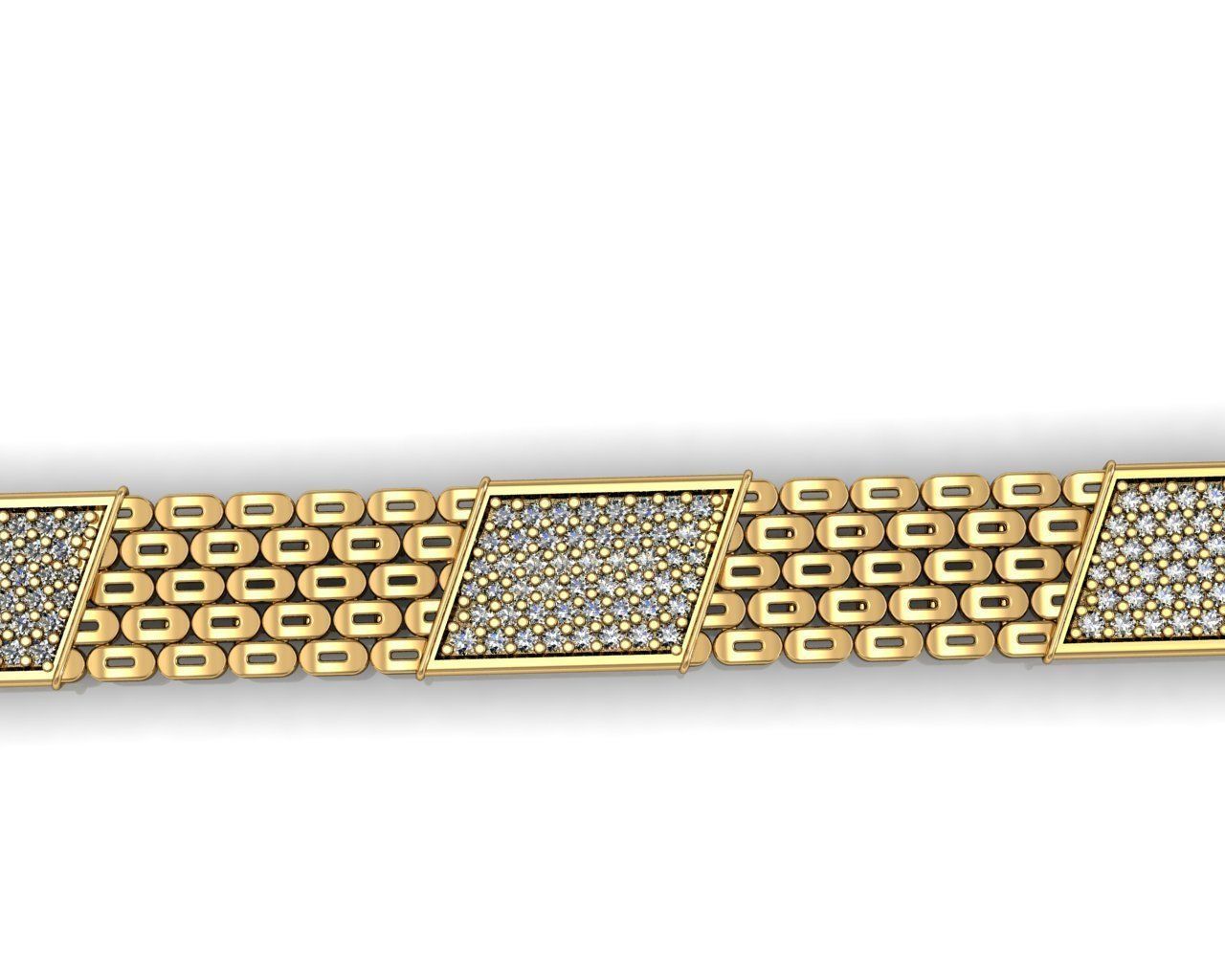 GENTS DIAMOND JOLLY BRACELET LINK JEWELRY FOR ALL CAM MACHINE 3D print model_2