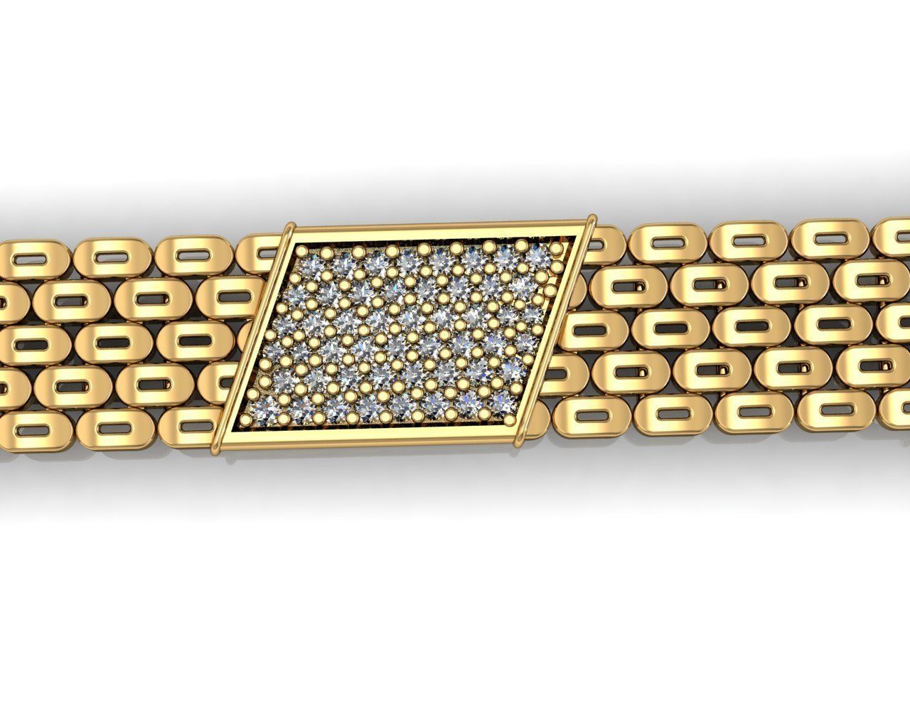 GENTS DIAMOND JOLLY BRACELET LINK JEWELRY FOR ALL CAM MACHINE 3D print model_3