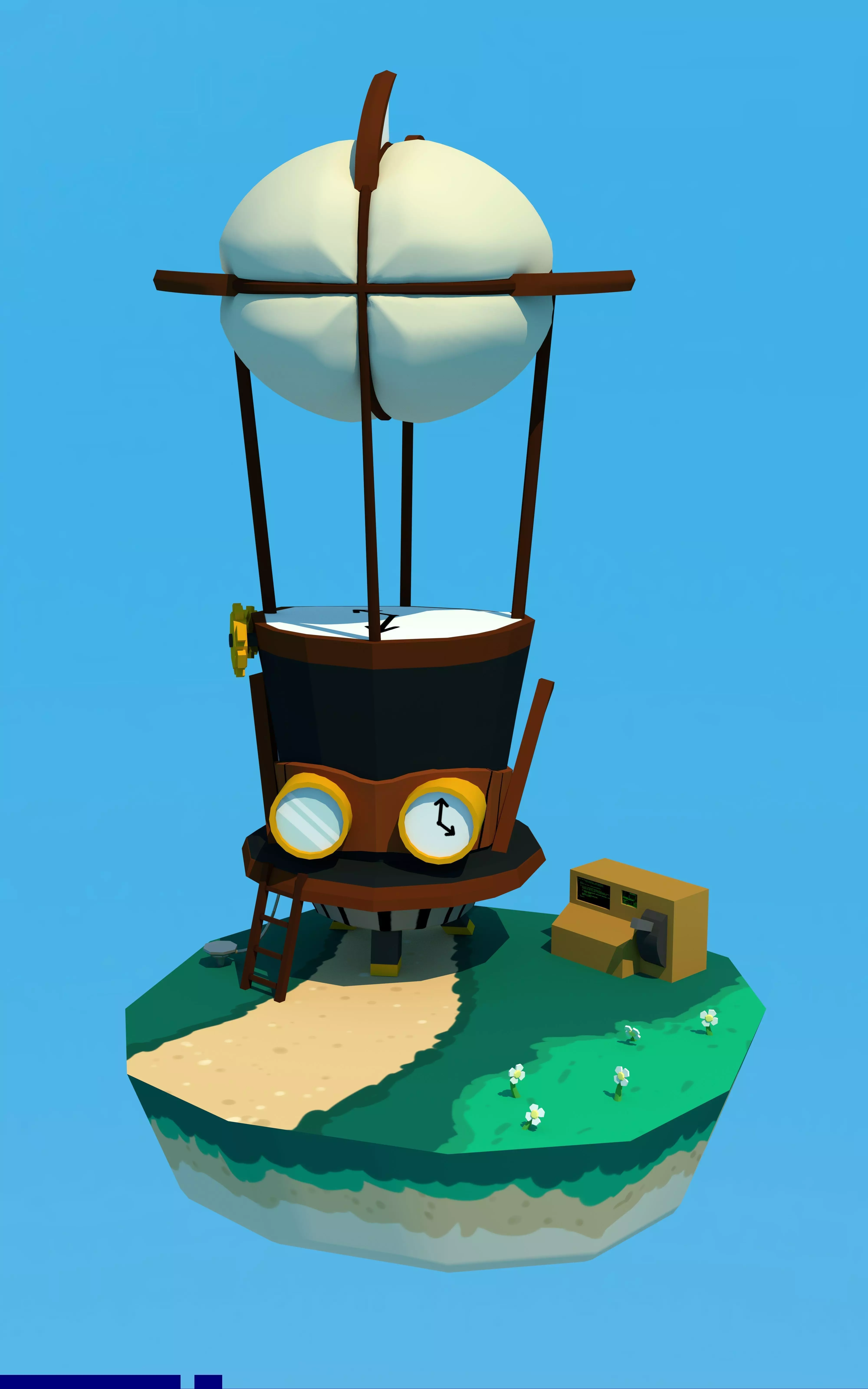 Hat Airship Diorama Free 3D model