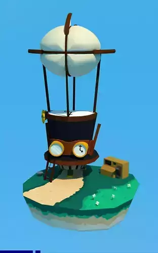 Hat Airship Diorama Free 3D model