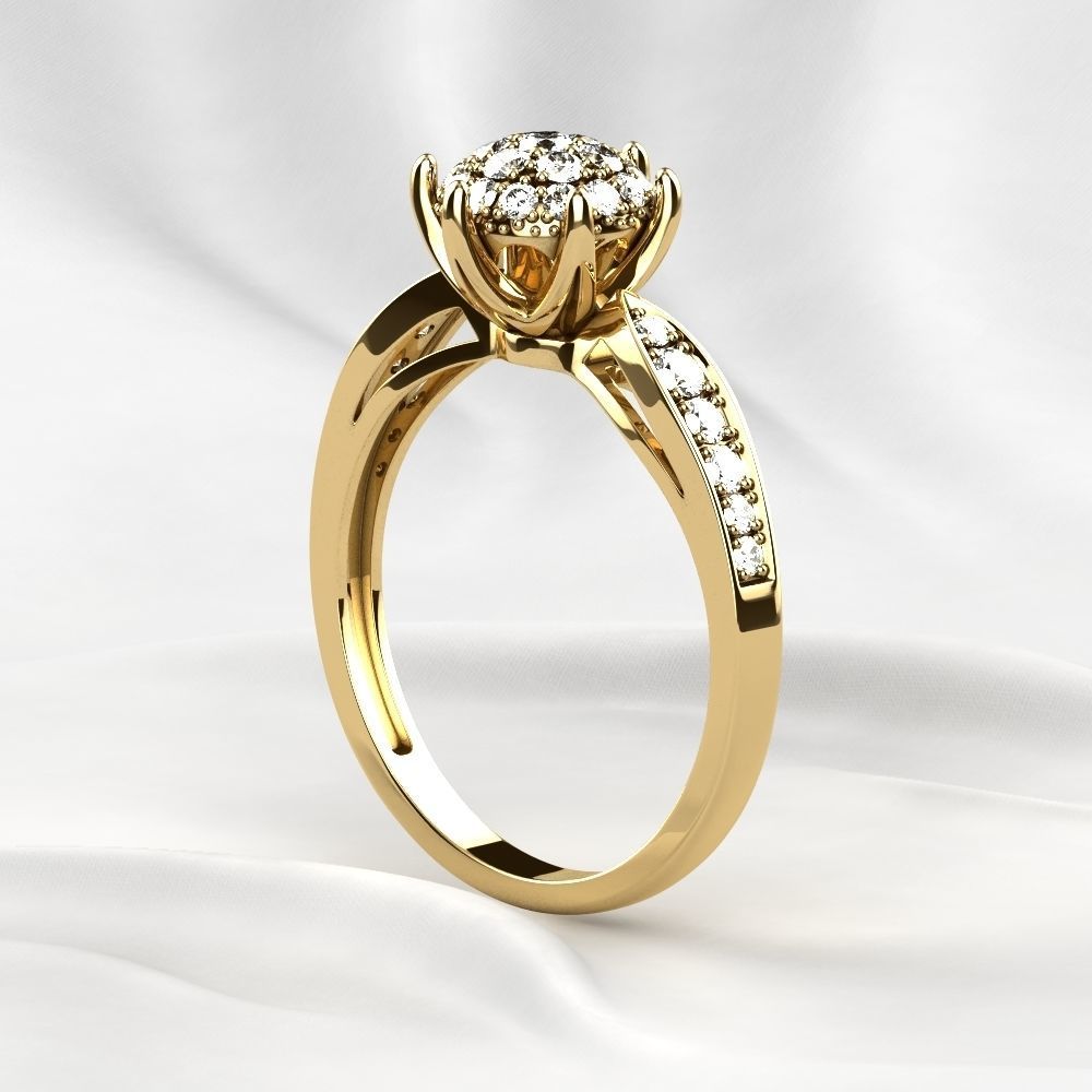 Gorgeous Golden Ring with Diamonds 3D print model_11
