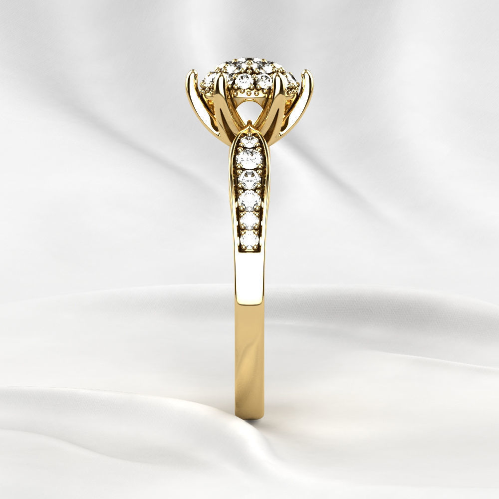 Gorgeous Golden Ring with Diamonds 3D print model_12