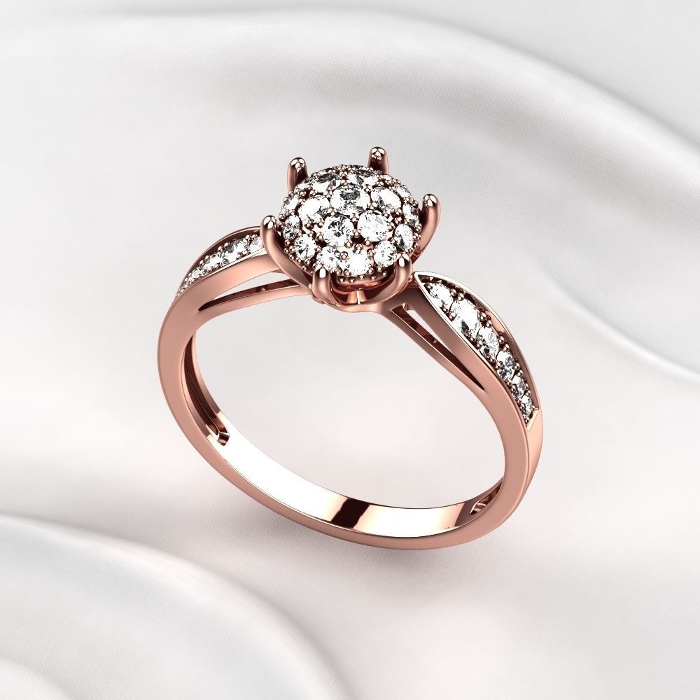 Gorgeous Golden Ring with Diamonds 3D print model_3